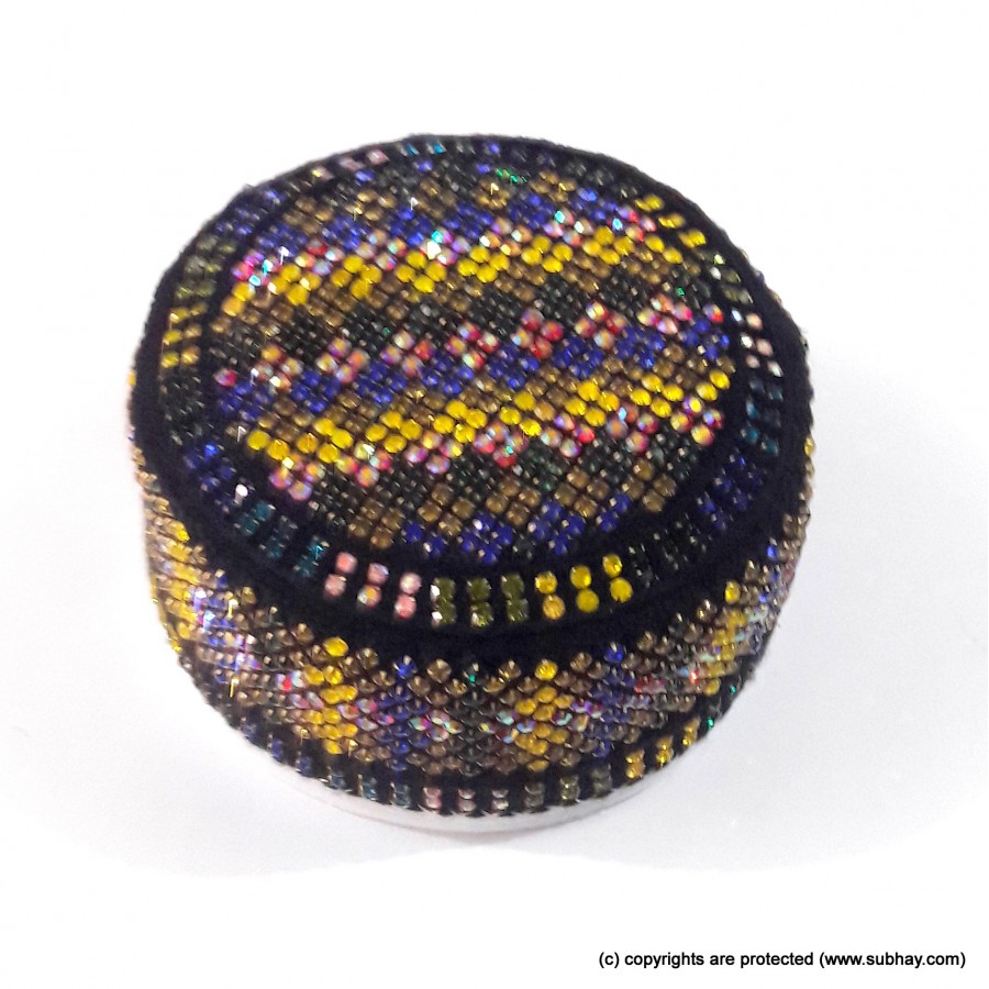 Multi Color Round Full Sindhi Nagina /  Zircon Cap or Topi MKC-810